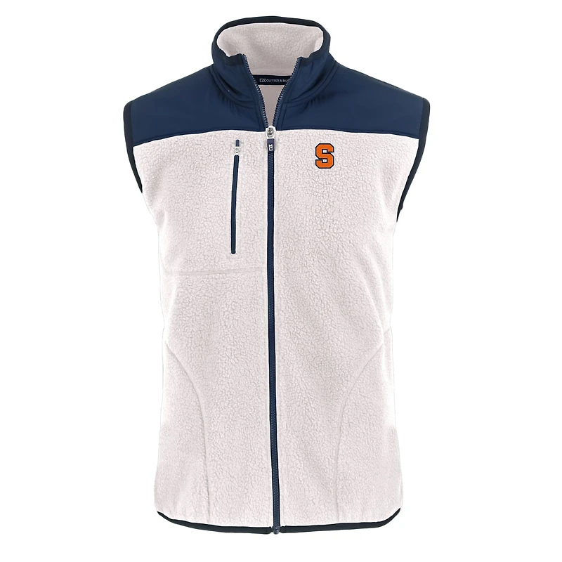 Gilet zippé en polaire Sherpa écologique pour homme Cutter & Buck Oatmeal Syracuse Orange Cascade