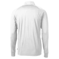 Haut zippé quart de zip pour homme Cutter & Buck blanc Syracuse Orange Vault Adapt Eco Knit Stretch DryTec recyclé
