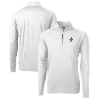 Haut zippé quart de zip pour homme Cutter & Buck blanc Syracuse Orange Vault Adapt Eco Knit Stretch DryTec recyclé