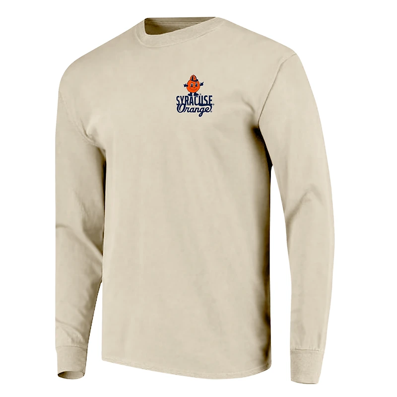 T-shirt à manches longues pour homme, motif mascotte, orange Syracuse, confort et naturel