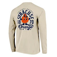 T-shirt à manches longues pour homme, motif mascotte, orange Syracuse, confort et naturel