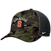 Men's Nike Camo Syracuse Orange 2025 Military Appreciation Rise Adjustable Trucker Hat