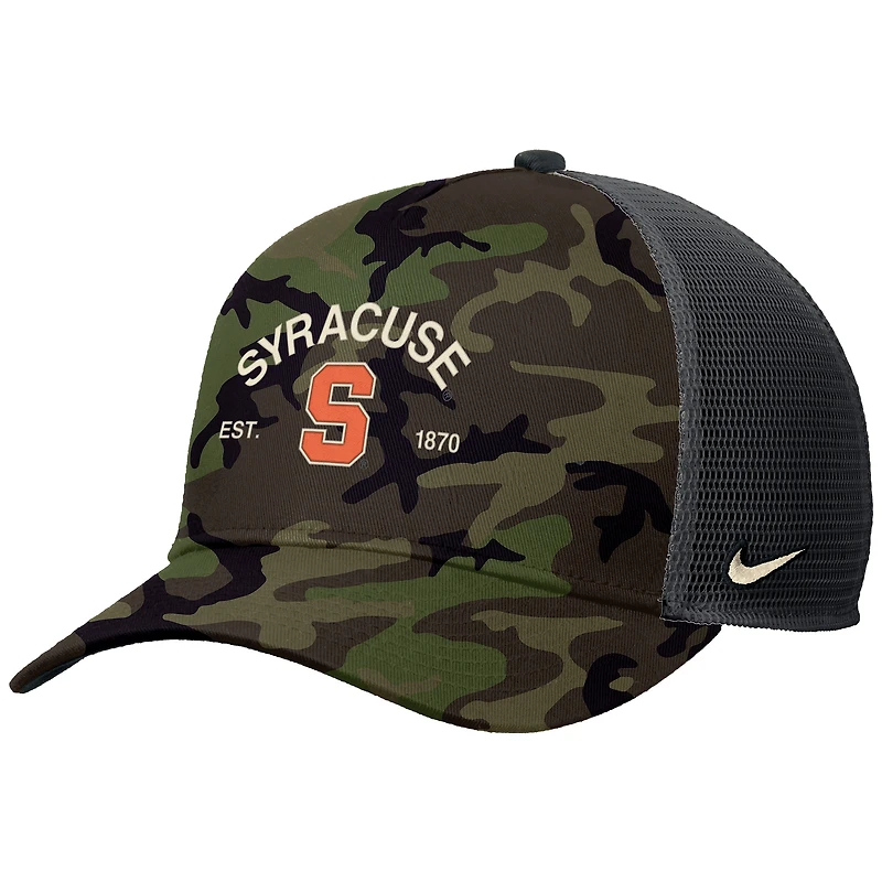 Casquette de camionneur ajustable Nike Camo Syracuse Orange 2025 Military Appreciation Rise pour homme