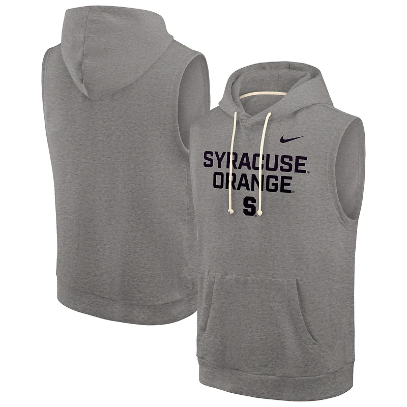 Sweat à capuche sans manches Nike gris chiné orange Syracuse pour homme
