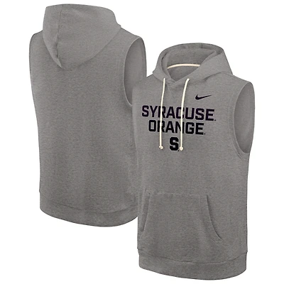 Men's Nike Heather Gray Syracuse Orange Sleeveless Pullover Hoodie