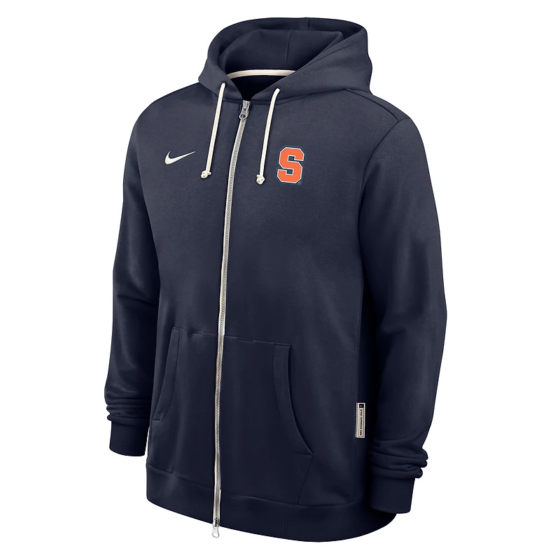 Men's Nike Navy Syracuse Orange 2025 Sideline Standard Issue Dri-Fit Full-Zip Hoodie