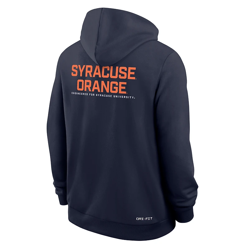 Sweat à capuche Nike bleu marine Syracuse Orange 2025 Sideline Standard Issue Dri-Fit entièrement zippé pour homme