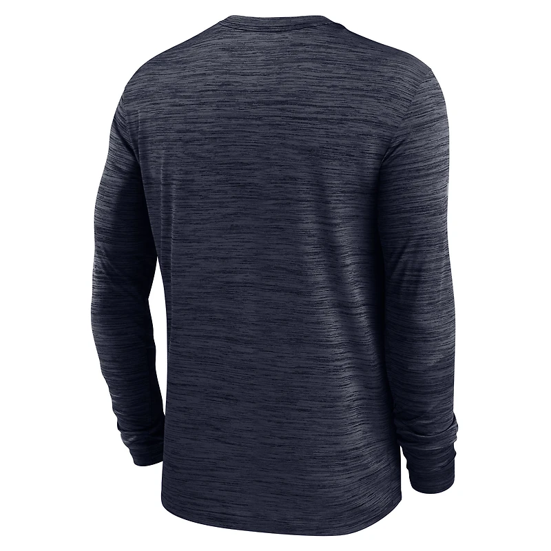 T-shirt Nike Performance à manches longues bleu marine Syracuse Orange 2025 Sideline Velocity pour homme