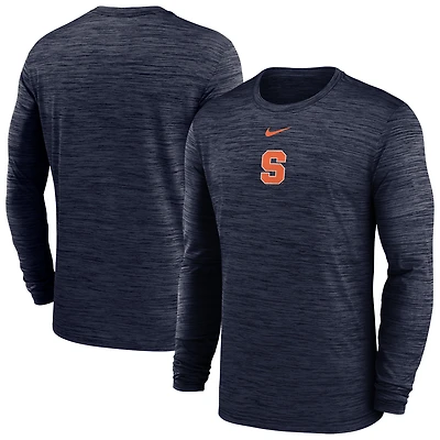 T-shirt Nike Performance à manches longues bleu marine Syracuse Orange 2025 Sideline Velocity pour homme