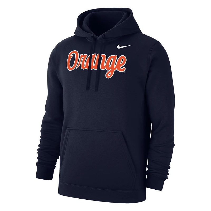 Men's Nike Navy Syracuse Orange Script Club Pullover Hoodie