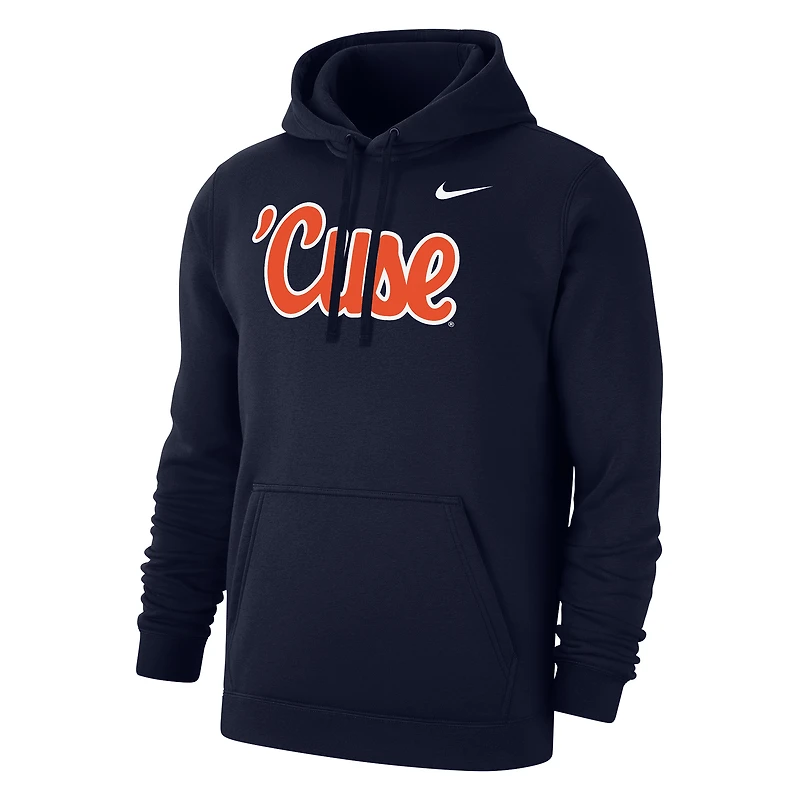 Men's Nike Navy Syracuse Orange Script Club Pullover Hoodie