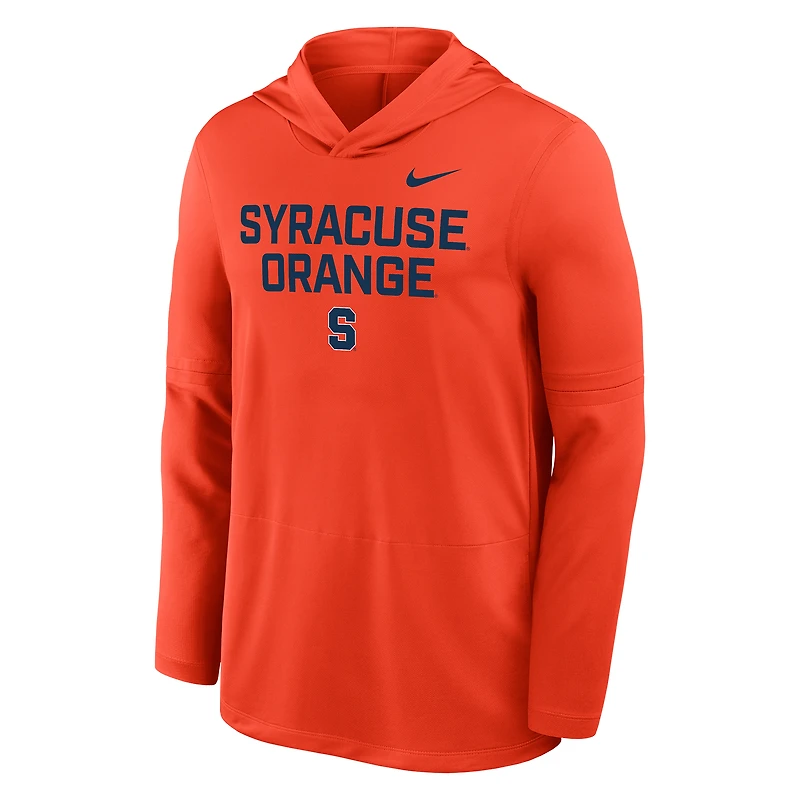 Men's Nike Orange Syracuse 2025 Sideline Lightweight Dri-FIT Long Sleeve Hoodie T-Shirt