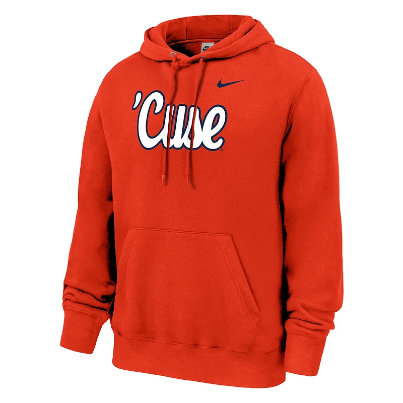 Men's Nike Orange Syracuse Script Club Fleece Hoodie