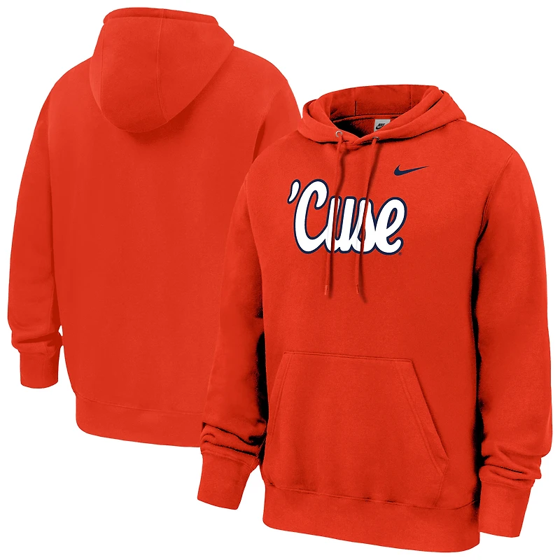 Men's Nike Orange Syracuse Script Club Fleece Hoodie