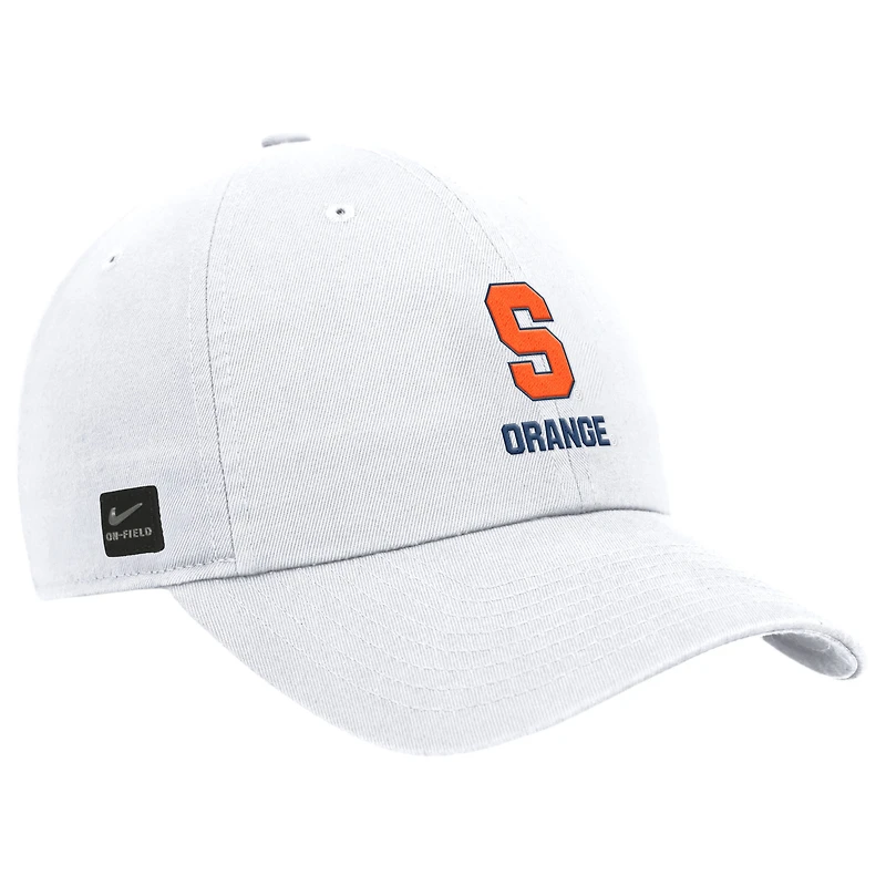 Casquette ajustable Nike On-Field Club blanche et orange Syracuse 2025 pour homme