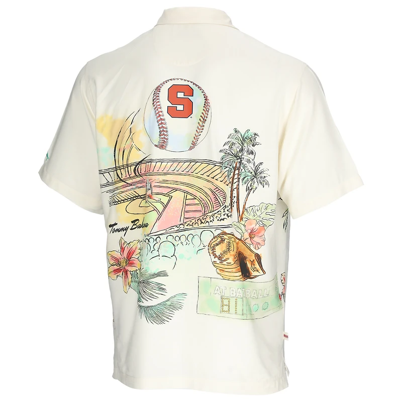 Men's Tommy Bahama Cream Syracuse Orange Paradise Fly Ball Camp Button-Up Shirt