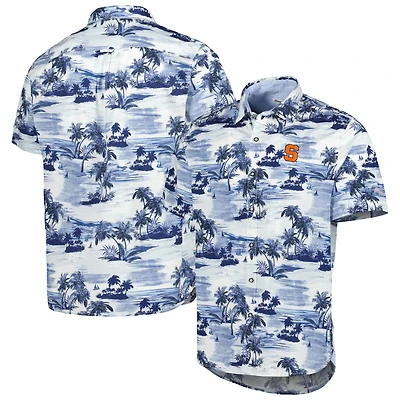 Chemise boutonnée Tommy Bahama Navy Orange Syracuse Tropical Horizons pour homme
