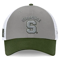 Men's Top of the World Gray/Green Syracuse Orange OHT Military Appreciation Badge Trucker Adjustable Hat
