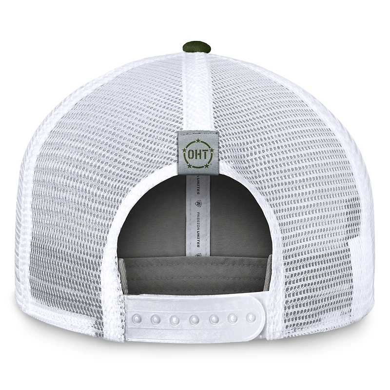 Men's Top of the World Gray/Green Syracuse Orange OHT Military Appreciation Badge Trucker Adjustable Hat