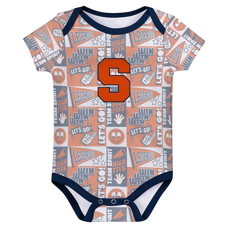 Newborn Navy Syracuse Orange Sunday Comics 3-Pack Bodysuit Set