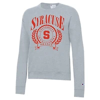 Women's Champion  Heather Gray Syracuse Orange Academic Crest Powerblend Crewneck Sweatshirt