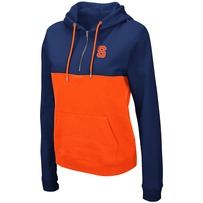 Chandail à capuchon léger demi-glissière Colosseum bleu marine/orange Syracuse orange Aidan pour femmes