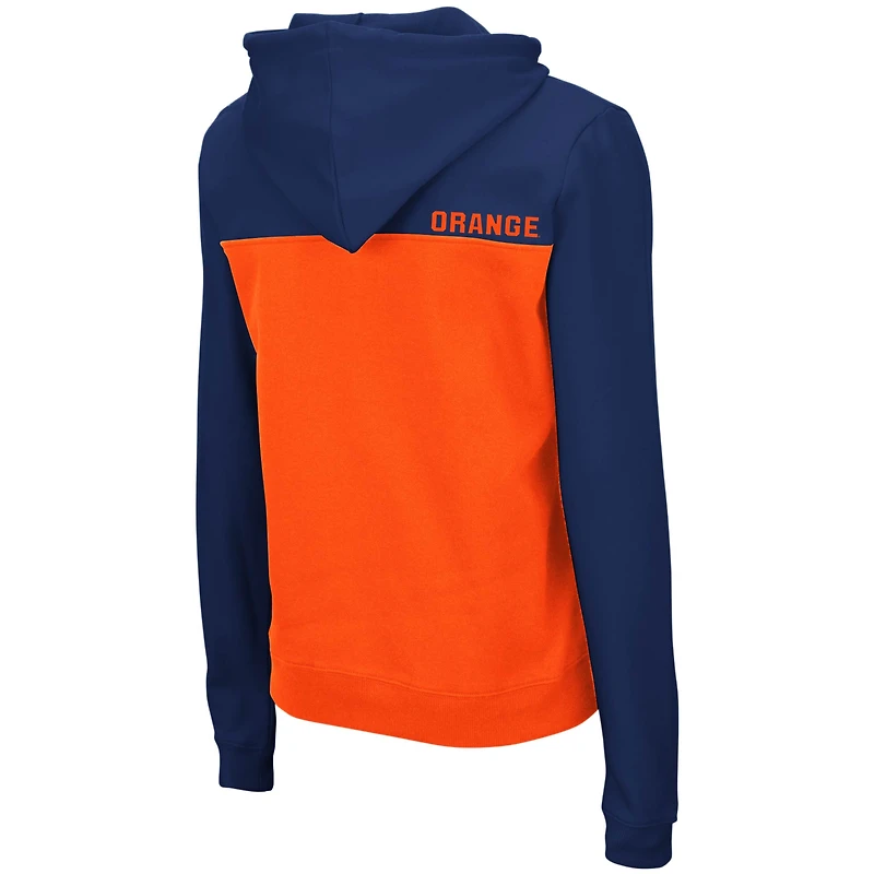 Chandail à capuchon léger demi-glissière Colosseum bleu marine/orange Syracuse orange Aidan pour femmes