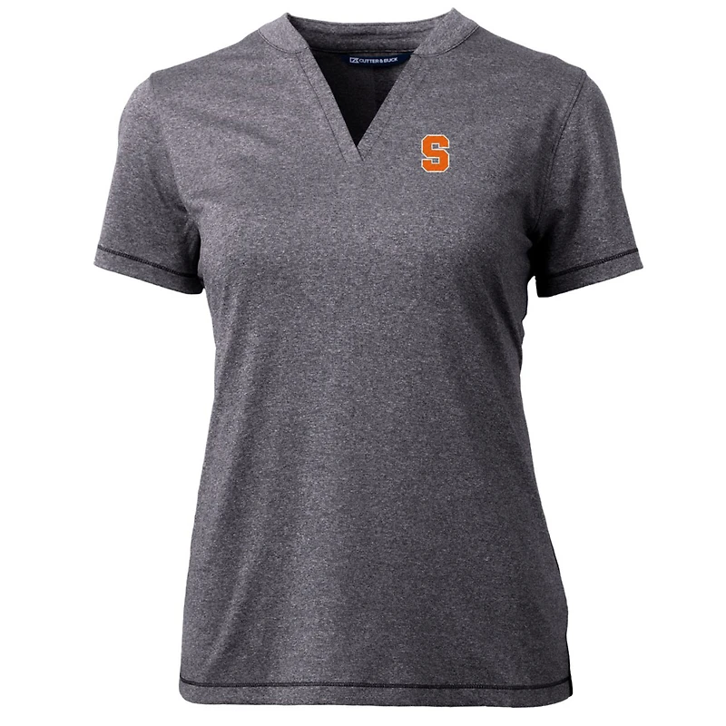 Women's Cutter & Buck Heather Charcoal Syracuse Orange Forge Blade V-Neck Top
