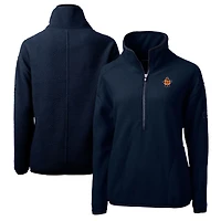 Veste polaire demi-zippée en sherpa écologique pour femme, couleur bleu marine, Syracuse Orange Vault Cascade