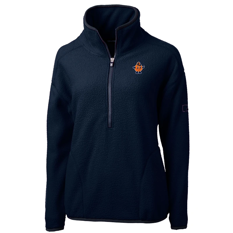 Veste polaire demi-zippée en sherpa écologique pour femme, couleur bleu marine, Syracuse Orange Vault Cascade