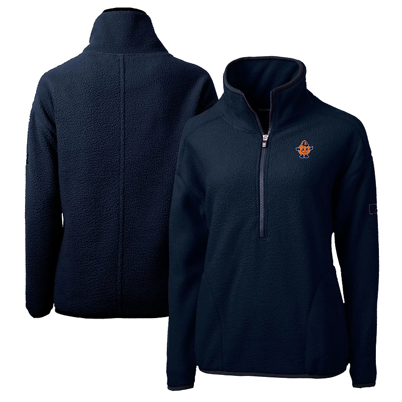 Veste polaire demi-zippée en sherpa écologique pour femme, couleur bleu marine, Syracuse Orange Vault Cascade