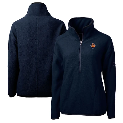 Veste polaire demi-zippée en sherpa écologique pour femme, couleur bleu marine, Syracuse Orange Vault Cascade