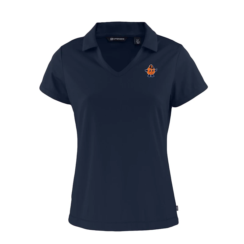 Polo à col en V écologique recyclé pour femme Cutter & Buck, bleu marine, Syracuse Orange Vault Daybreak