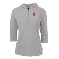 Sweat à capuche demi-zippé manches 3/4 pour femme Cutter & Buck Silver Syracuse Orange Virtue Eco Pique