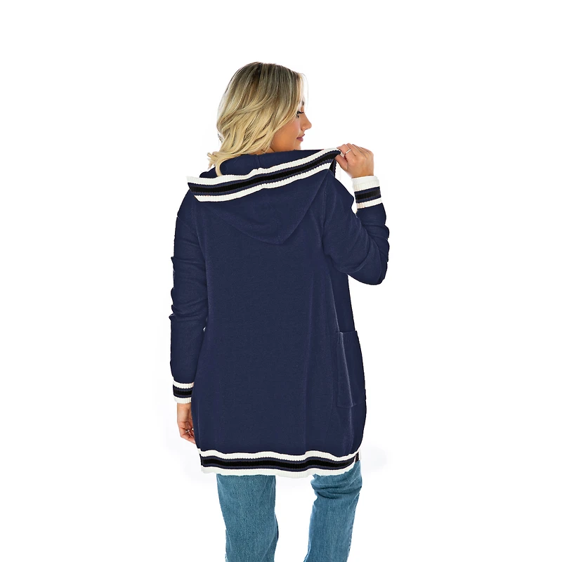 Women's Gameday Couture  Navy Syracuse Orange Tri-Blend Rounded Stripe Cardigan