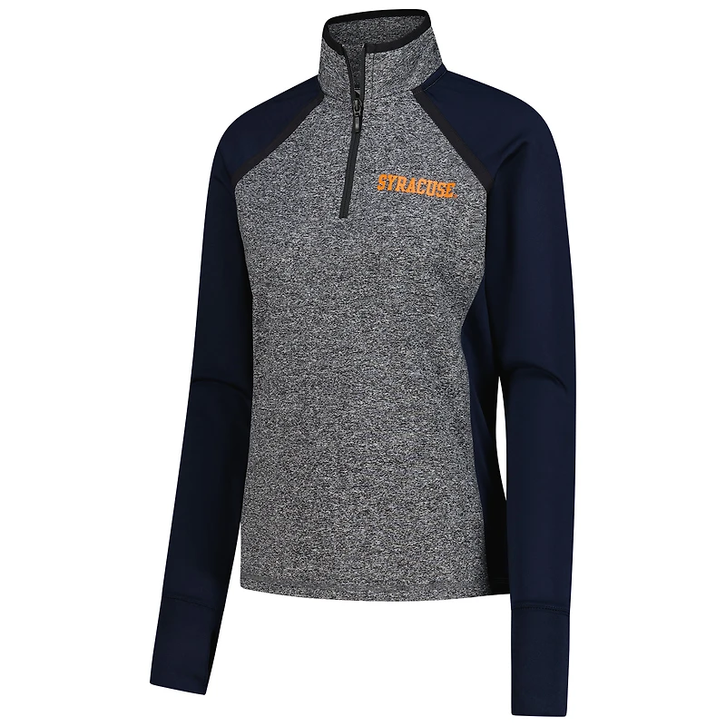 Veste raglan à quart de zip Syracuse Orange Finalist bleu marine/gris chiné pour femme