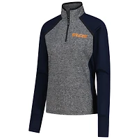 Veste raglan à quart de zip Syracuse Orange Finalist bleu marine/gris chiné pour femme