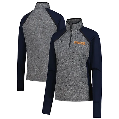 Women's Navy/Heather Gray Syracuse Orange Finalist Raglan Quarter-Zip Jacket