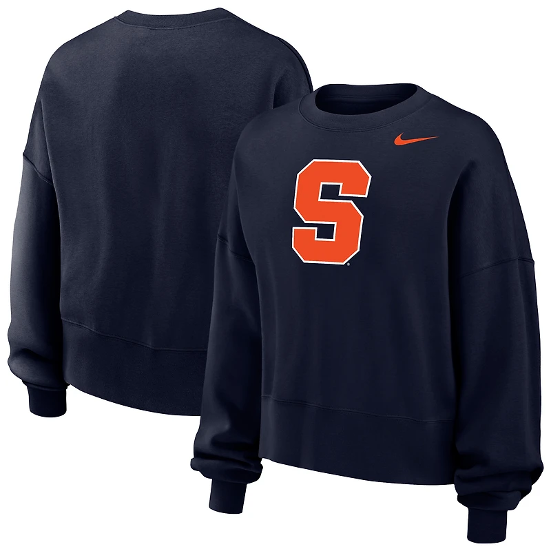 Sweat-shirt polaire Nike Phoenix bleu marine et orange Syracuse pour femme