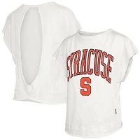 Women's Pressbox  Cream Syracuse Orange Nelson Movement Open Back Slub T-Shirt