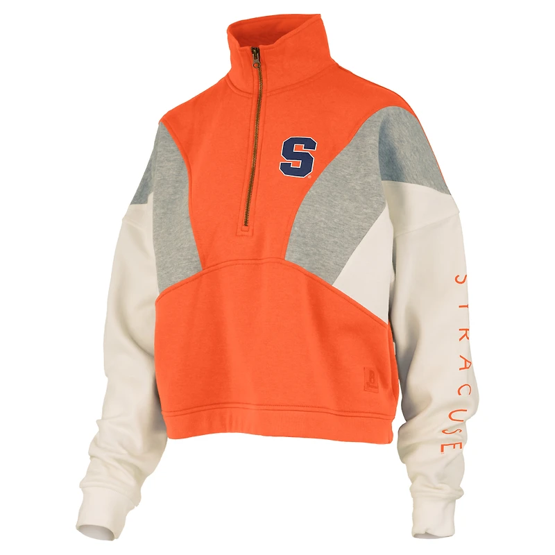 Women's Pressbox  Orange Syracuse Ferrara Color Block Quarter-Zip Sweatshirt