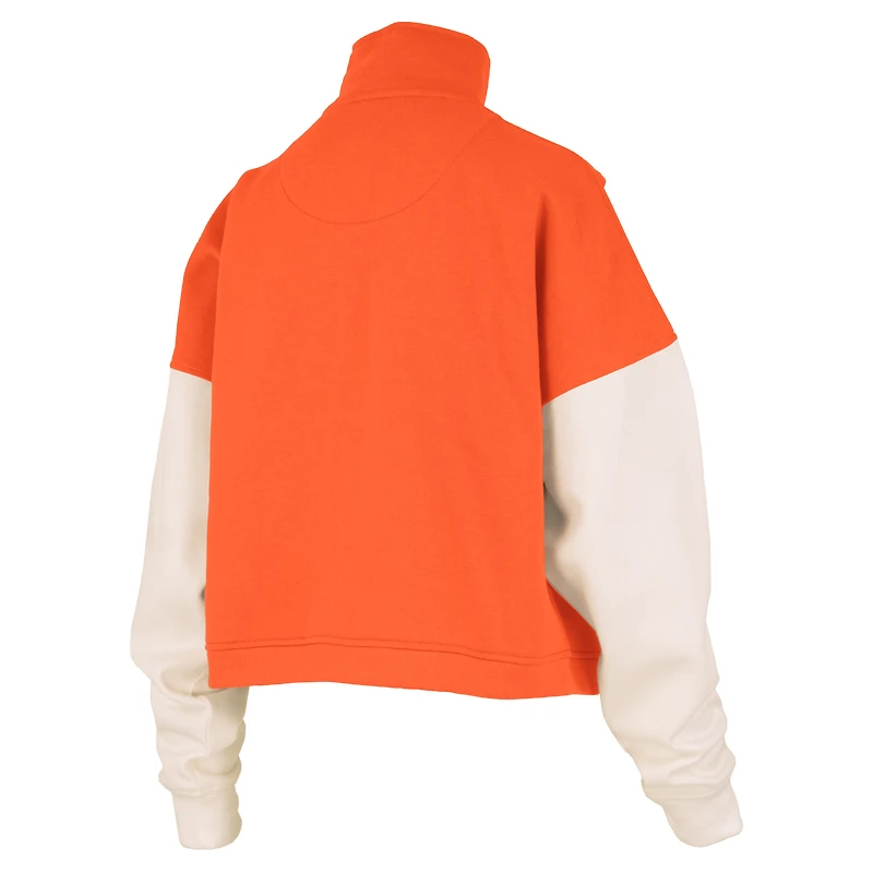 Women's Pressbox  Orange Syracuse Ferrara Color Block Quarter-Zip Sweatshirt