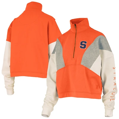 Women's Pressbox  Orange Syracuse Ferrara Color Block Quarter-Zip Sweatshirt