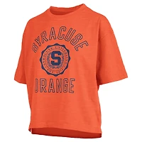 T-shirt oversize à manches longues et taille haute en coton flammé Pressbox Orange Syracuse Motley Crew pour femme