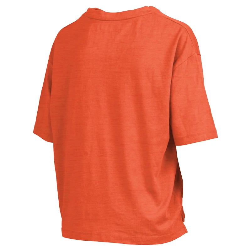 Women's Pressbox Orange Syracuse Motley Crew Bishop Waist Length Oversized Slub T-Shirt