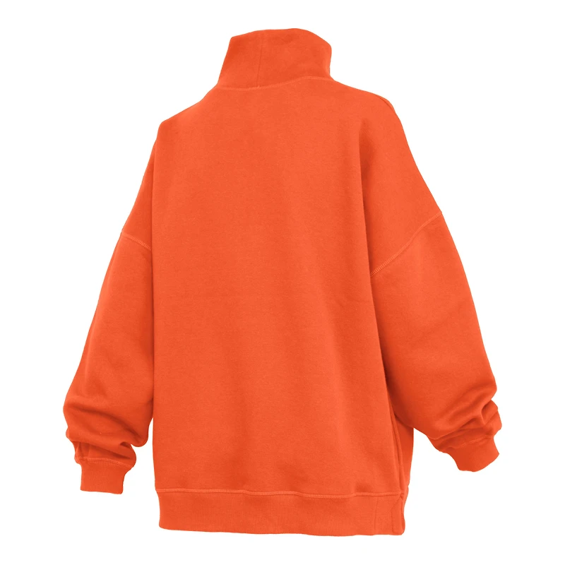 Women's Pressbox Orange Syracuse Oversized Mock Neck Sweatshirt