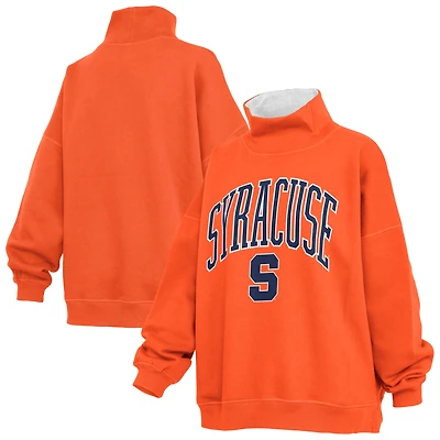 Women's Pressbox Orange Syracuse Oversized Mock Neck Sweatshirt
