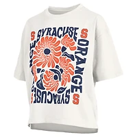 Women's Pressbox  White Syracuse Orange Elena Oversized Slub T-Shirt