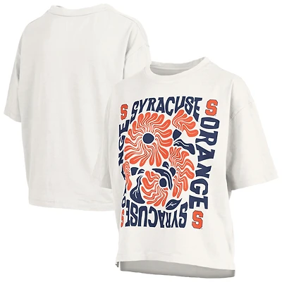 Women's Pressbox White Syracuse Orange Elena Oversized Slub T-Shirt