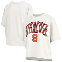 T-shirt oversize à manches longues en flammé blanc Syracuse Orange pour femme Pressbox, grande taille Nelson Motley Crew